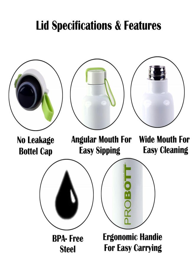 Probott Thermosteel Vacuum Insulated Double Walled Flask 750ml, Stainless Steel Water Bottle, White | Screw Cap | Hot and Cold | Leakproof | Water, Tea, Coffee, Gym, College, Office, Travel - Image 3